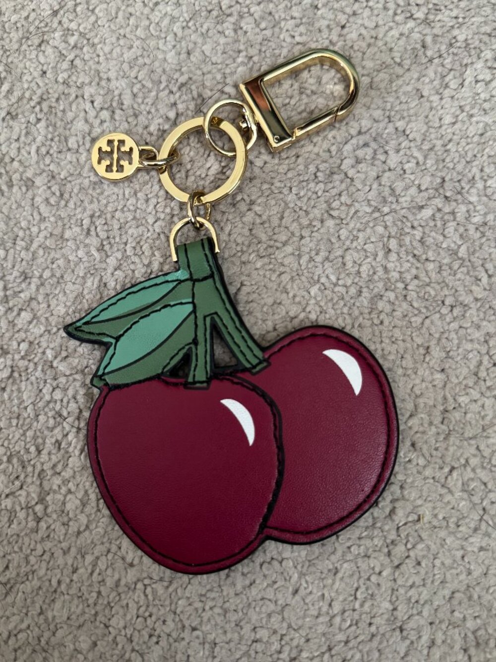 Tory Burch Leather Cherry Charm, EUC